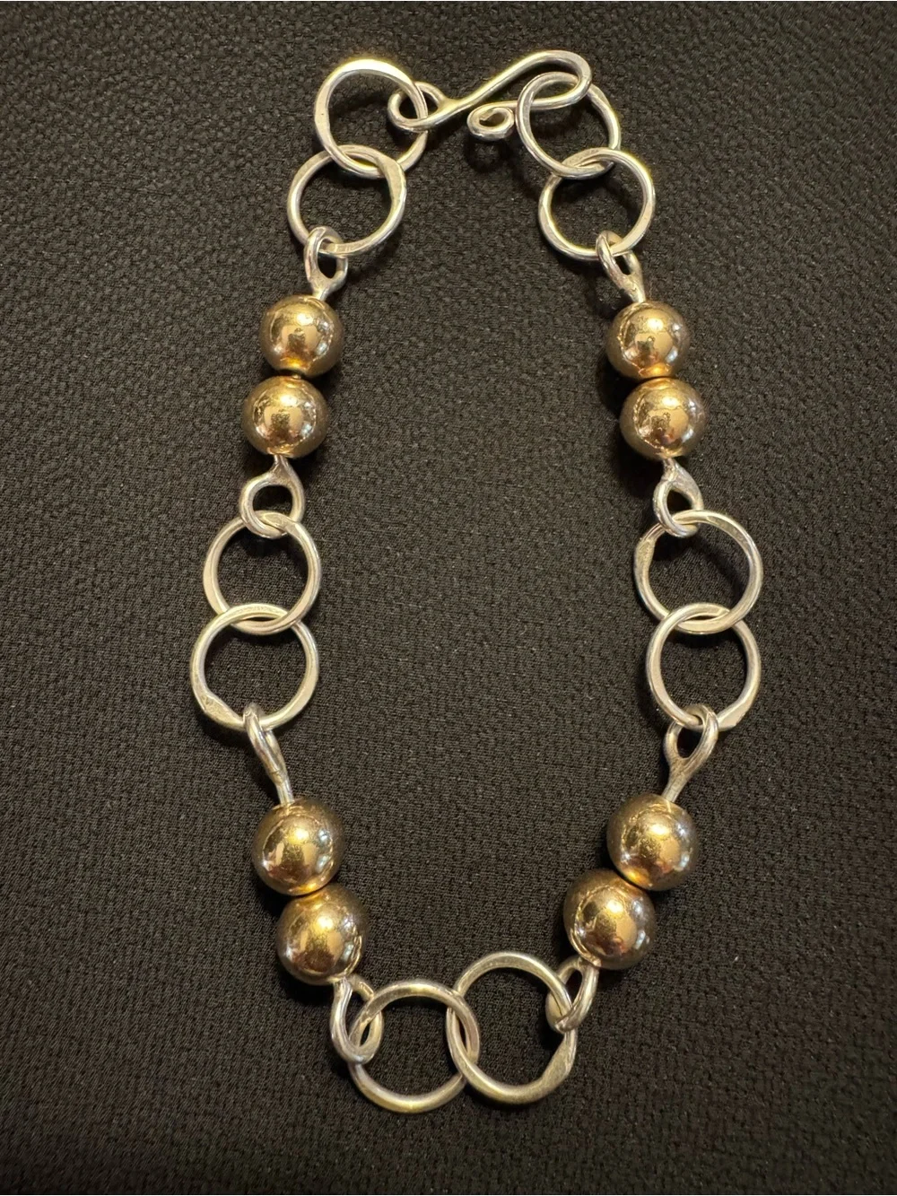 Sterling Silver & Gold Vermeil Bead Link Bracelet - 8.5”